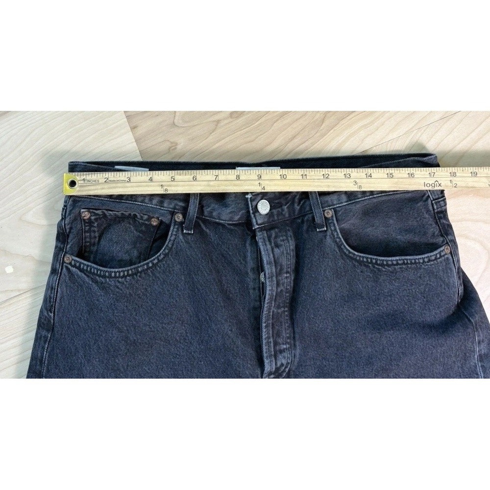 Agolde Fran High Waist Straight Leg Jeans Washed Black Denim Button Fly Size 30 - Picture 10 of 12